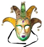 Large DECORATIVE MARDI GRAS MASK W 5 HORNS