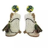 NEW Seed Bead White Marching Boot Earrings