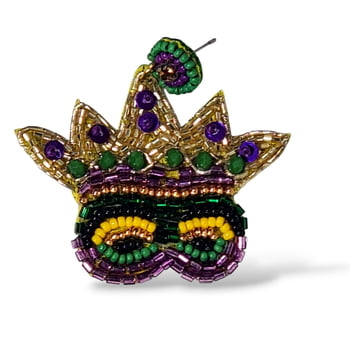 NEW!! 2" Seed Bead Mask Crown Earrings