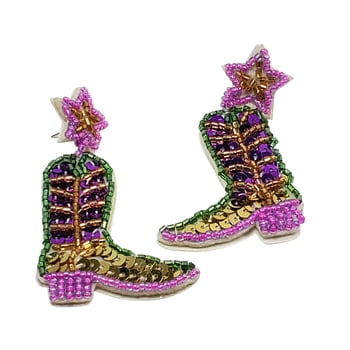 Glitter Cowboy Boot Earrings 3" x 1.75" (Fall 2026 shipping)