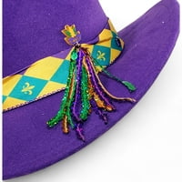 NEW!! 15" X 13" 5.25" Mardi Gras Hat w Sash