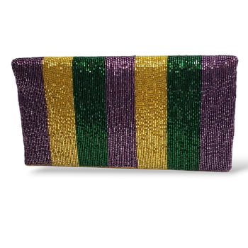 NEW!! 10" X 6" Mardi Gras Stripped Purse w Mask