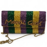 NEW!! 10" X 6" Mardi Gras Stripped Purse w Mask