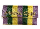 NEW!! 10" X 6" Mardi Gras Stripped Purse w Mask