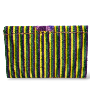 NEW!!9" X 6" Mardi Gras Striped Purse w Mask