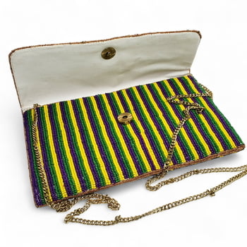 NEW!!9" X 6" Mardi Gras Striped Purse w Mask