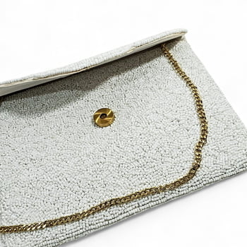 NEW!!! 9" X 6" White Beaded Bag