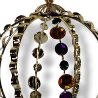 8" X 4.75" Metal Crown Ornament w Jewels