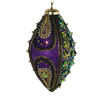 NEW!! Purple Sparkle Oval Ornament 4" x 4/75"