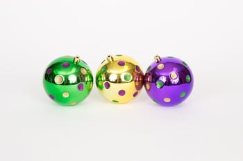 Bx of 3 assorted Mardi Gras Ornaments with Dots