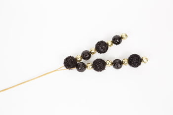 Black/Gold Pom Pom Pick