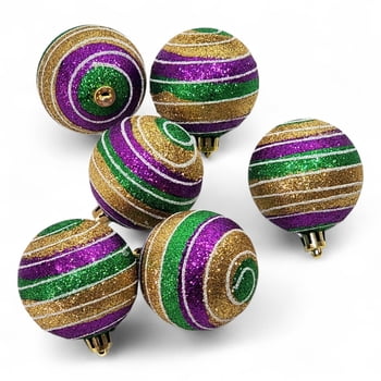 Box of 6 2.5" Striped Ornaments