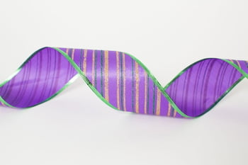 2.5" x 10 yd Angle on Mardi Gras Wired Ribbon