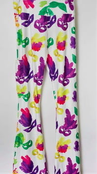 Mask and Feather Pattern Bell Bottom Legging Adult