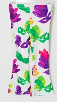 Feather and Mask Pattern Children Bell Bottom SZ 4-6