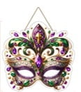 7.5" x 8" Jeweled Mask w Fleur de Lis Magnet and Ornament