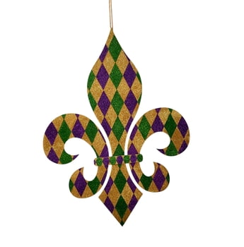NEW!! 14" X 20" Harlequin Glitter Fleur de Lis Door Hanger