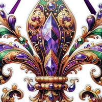 20"X20" Hanging Ribbon Fancy Fleur De Lis Plaque Sign