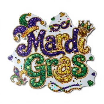 New!! 3" Magnet Glitter Mardi Gras
