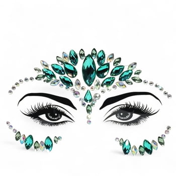 Green Jeweled Face Art