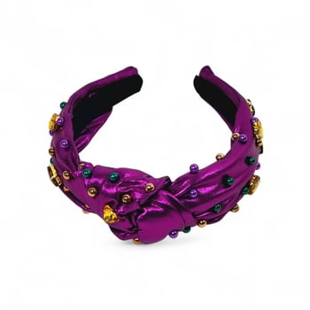 Purple Lamee Headband w PGG Beads