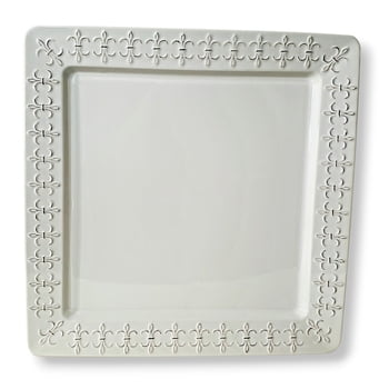 White Fleur de Lis Platter