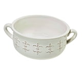 Double Handled White Fleur de Lis Gumbo Bowl