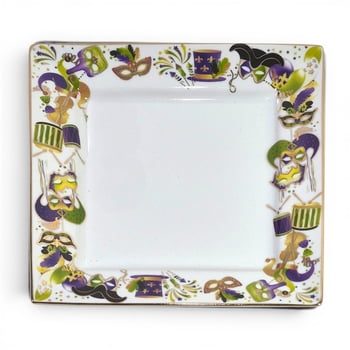 Set of 4 All Things Mardi Gras Dessert Plates