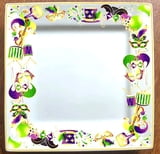 8" Sq Dessert Plate ALL THINGS MARDI GRAS
