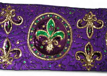 12" x 52" Purple Runner w Fleur de Lis Decor