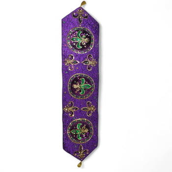 12" x 52" Purple Runner w Fleur de Lis Decor
