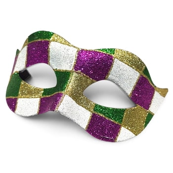 6" Harlequin Glitter Mask