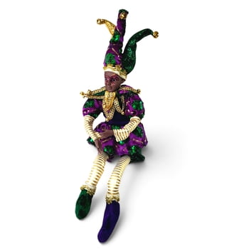 18" Dark Skin Hanging Flexible Jester w Harlequin Fabric (Fall 2026 shipping)