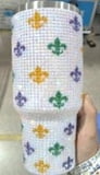 NEW!! Beaded 40 OZ Drinking Cup with Fleur de Lis