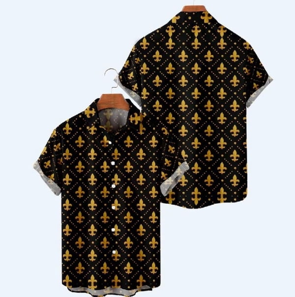 NEW!!! Black Men's Shirt w Gold FDL 10 PC