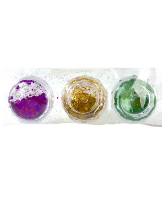 3 Assorted Face Glitter PGG w glue